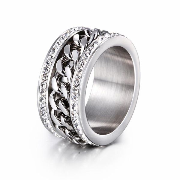 

wedding rings 2021 stainless steel twist pattern for women rhinestone round finger ring size 6 7 8 9 female fashion jewelry, Slivery;golden