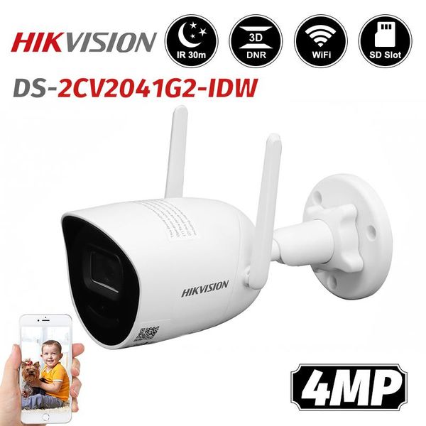 

cameras hikvision 4mp ip camera wifi ds-2cv2041g2-idw built-in sd card slot wireless video surveillance outdoor ir 30m ip66