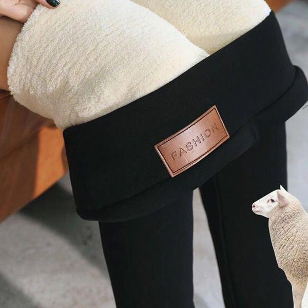 

black warm pants winter womens leggings skinny thick velvet wool fleece trousers cashmere for