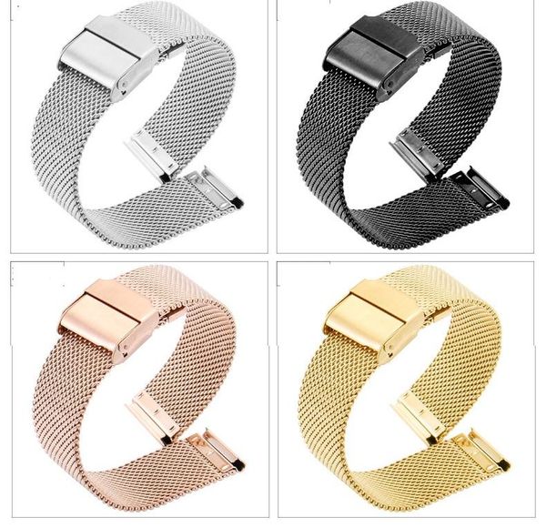 

watch bands stainless steel bracelet black blue silver rosegold strap for women men quick release 18 20 22mm wristband, Black;brown