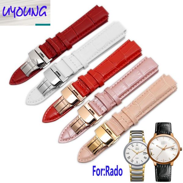 

watch bands 17mm genuine leather band for swatchycs yas ygs black red line straps, Black;brown