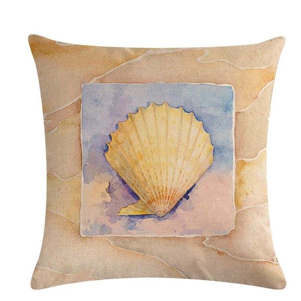 

cushion cover retro hand painted conch starfish shell pillow coussin sofa waits bedroom pillows case square throw cushion/decorative