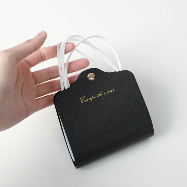

double-sided japanese leather temporary clip foldable small fresh mask storage box