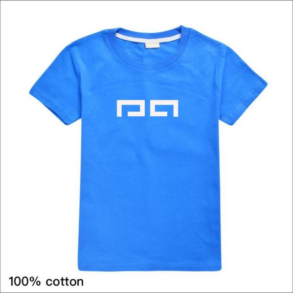 

childrens classic print summer clothing short sleeve kids t-shirt cartoon clothes boys girls thin round neck cotton 2-7 years, Blue