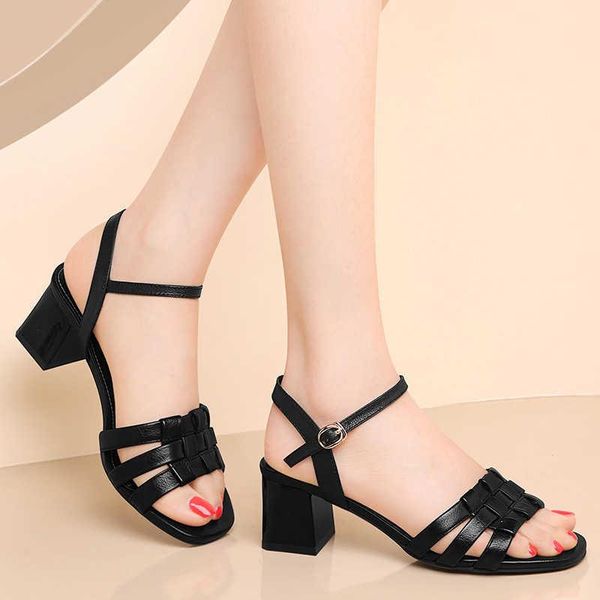 

sandals 2021 summer casual women's shoes open toe cool thick heel high heels, Black