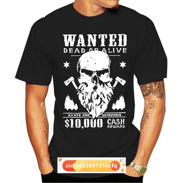 

men's t-shirts 2021 summer style o neck short sleeved slim fit t shirt lumberjack wanted skull tee shirts, White;black