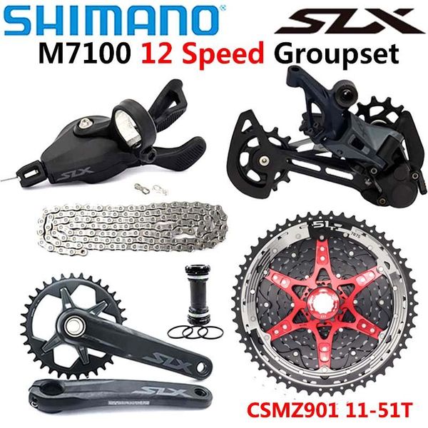 

bike derailleurs slx m7100 1x12 speed groupset mtb mountain csmz901 11-51t cassette shifter lever rear derailleur