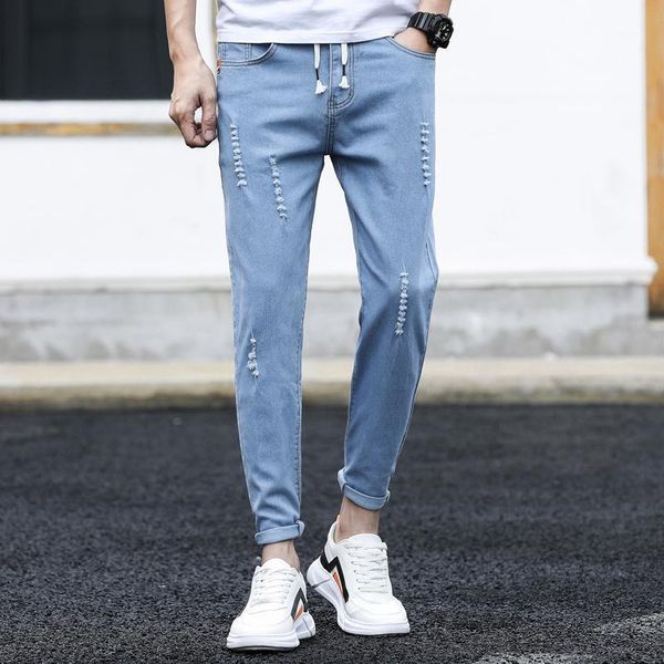 

casual boy wide leg oversize jeans for men shorts boys man pants men's, Blue