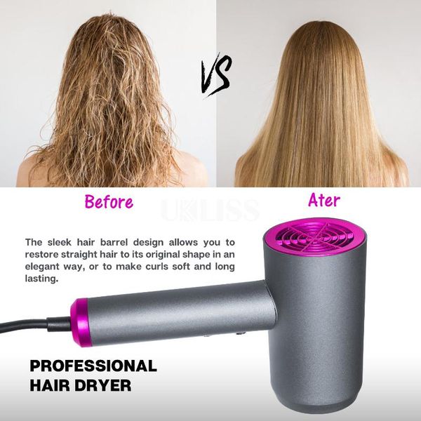 

professional hair dryer low radiation fast drying with 2 concentrator for straightig and curling ionic electric brushes