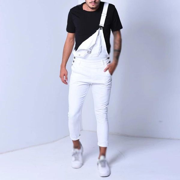 

men's pants men denim trousers overalls adjustable solid color playsuits, Black