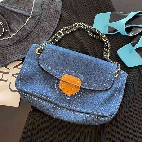 

2022 latest luggage factory wholesale chain single shoulder messenger armpit large capacity denim wandering bags