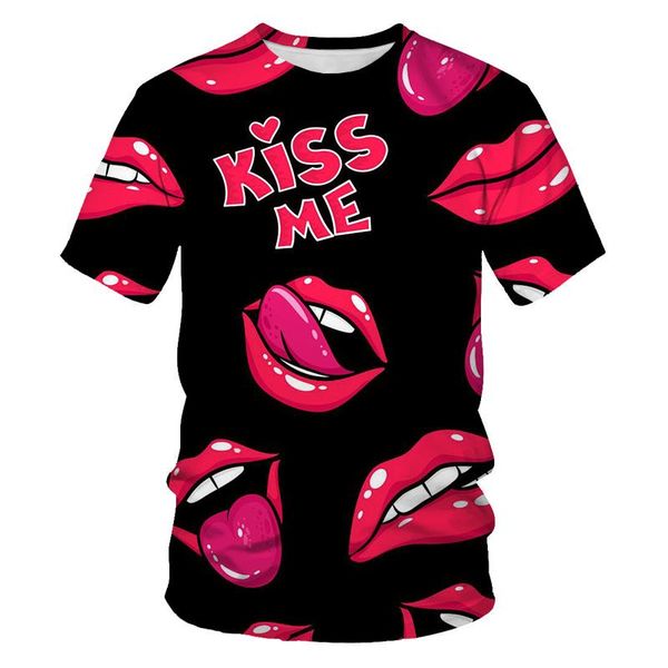 

men's t-shirts 2021 summer t-shirt casual breathable clothing 3d printing kiss fun pattern cost-effective, White;black