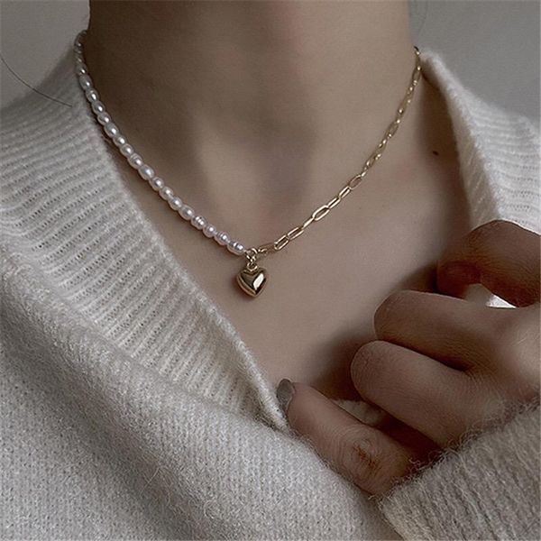 Collane con ciondolo Girafe Collana girocollo con cuore romantico perla imitazione etnica coreana per donne Gioielli con perline stile speciale per ragazze dolci