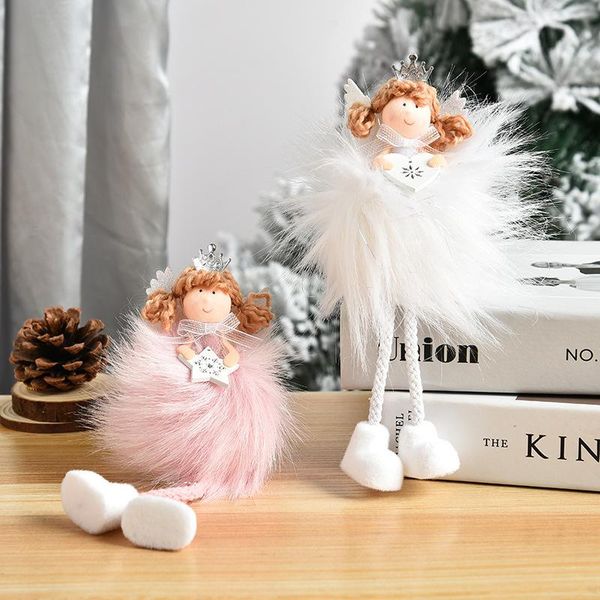 

christmas decorations creative angel long pendant cute doll pink feather tree hanging piece decoration children's gift