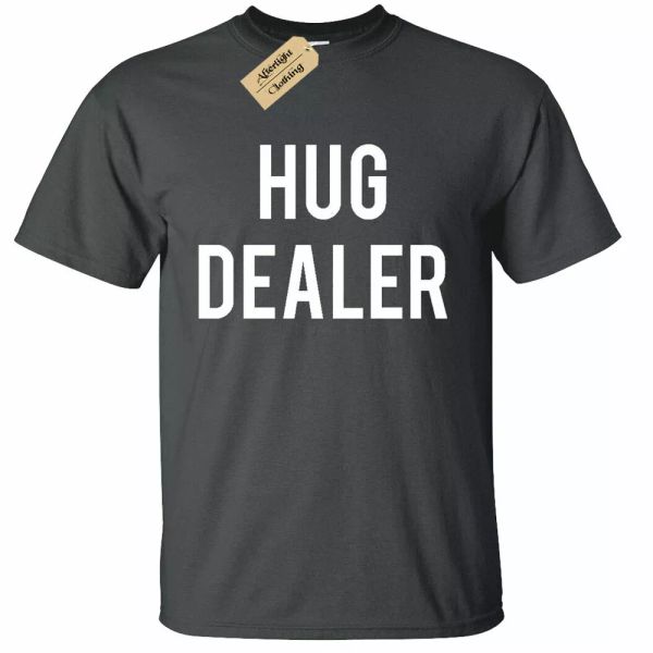

Man Hug DEALER FUNNY T-Shirt College Party Huggers Day T-Shirt Gift, White;black