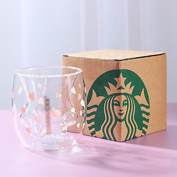 

cat claw/ cup double glass coffee mug cartoon cute milk juice home office cafe tazas gift for festival wine glasses