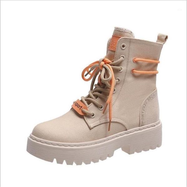 

boots bzbfsky2021 autumn women's thick-soled round toe lace-up skinny short fashion single botas de mujer1, Black