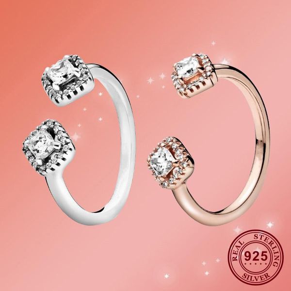 

925 sterling silver pan ring rose gold sparkle opening with crystal cz pan ring for women wedding party fashion jewelry, Golden;silver