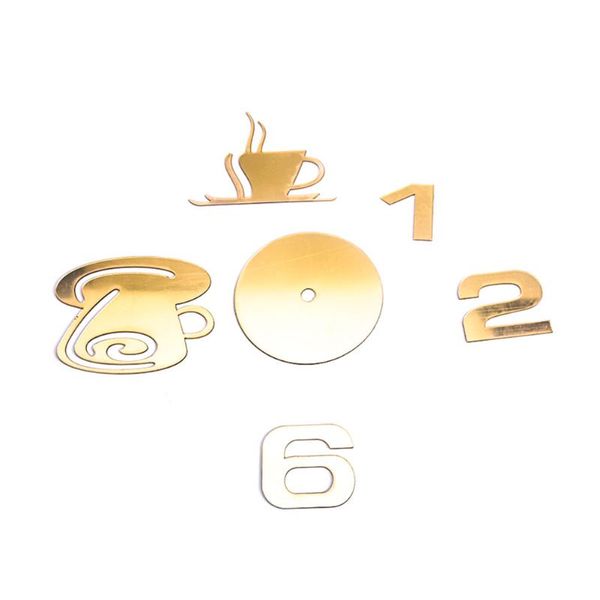 

wall clocks kitchen mute art analog clock acrylic mirror diy 3d coffee cups decor waterproof home modern self adhesive