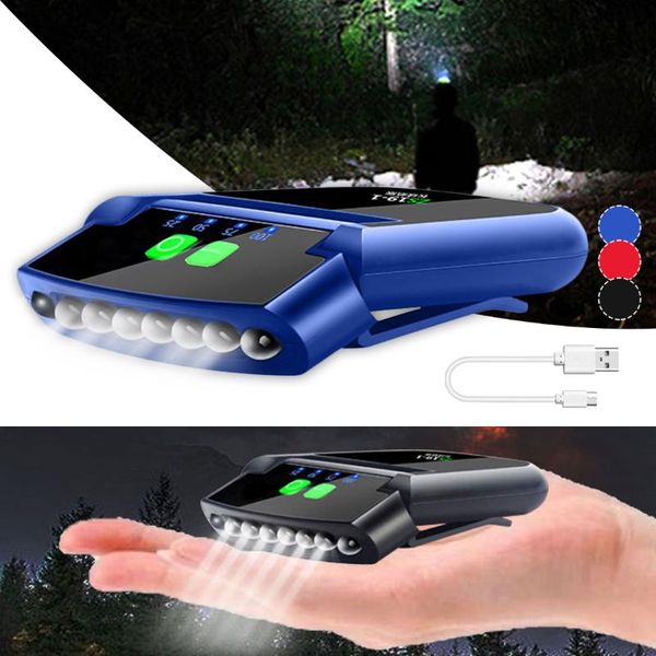 

rechargeable headlight led waterproof induction clip cap lamp super bright night fishing camping light headlamps
