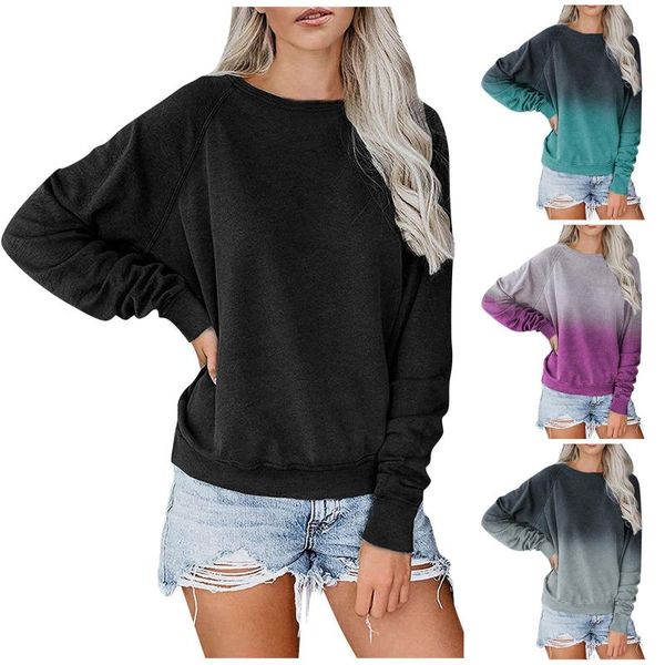 

women's blouses & shirts plus size women clothing tie-dye printed gradient blousesÂ pullover long sleeve harajuku vintage blousesÂ female, White
