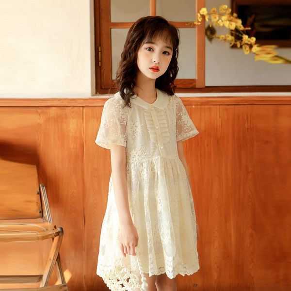 

girl's dresses girls lace patchwork dress 2021 kid girl tutu net gauze little summer cltohing cute beige princess, Red;yellow