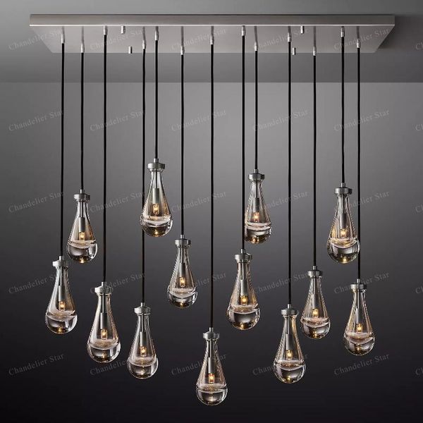

chandeliers american style rain linear led lighting industrial glass metal pendant lights bedroom living room staircase lamps