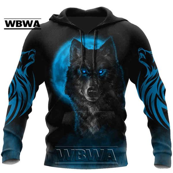 

men's hoodies & sweatshirts beautiful the blue moon wolf 3d all printed man with hood autumn sweatshirt casual pullover streetwear yk12, Black