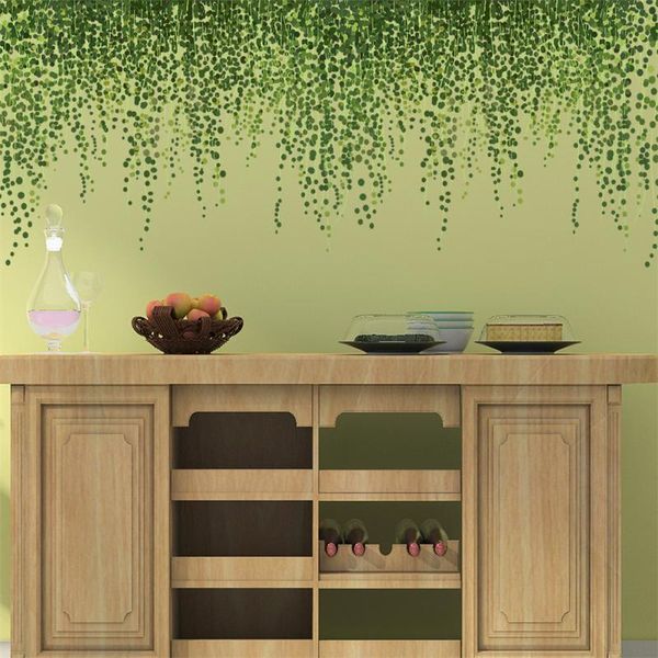 

window stickers green plant vertical curtain sticker large leaf wall for bedroom living room decor kitchen decoration