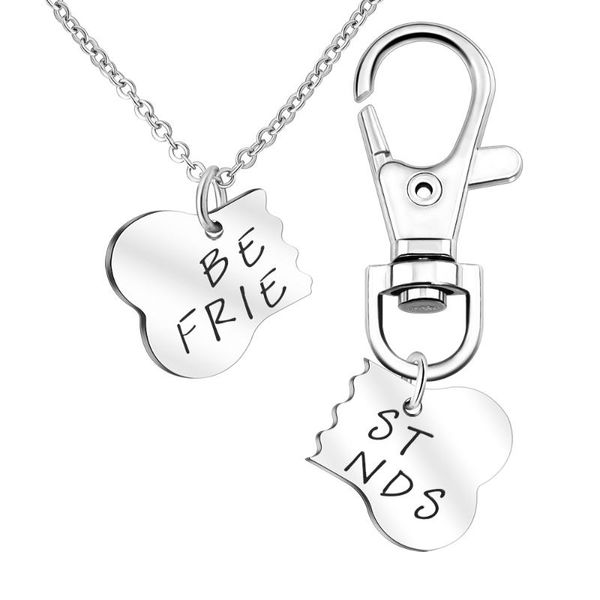 

pendant necklaces stainless steel bone keychain friends necklace half, Silver
