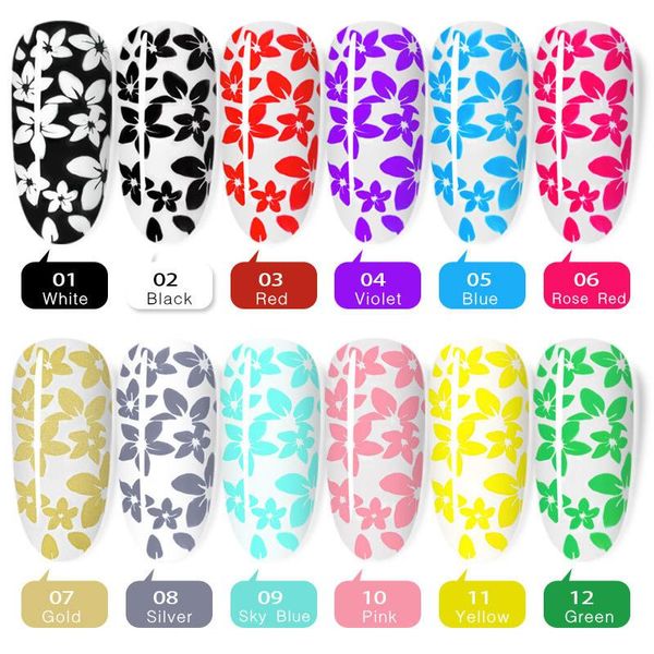 

nail art kits 12 color stamping gel painted rubber hose printing template diy design manicure glue 8ml tslm1