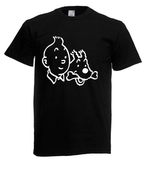 

mens t-shirt tintin size up to 5xl, White;black