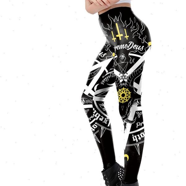 

womens legging 3d print gothic satan leggings for women girl push up legins fitness pants goth clothes trouser party clothing, Black