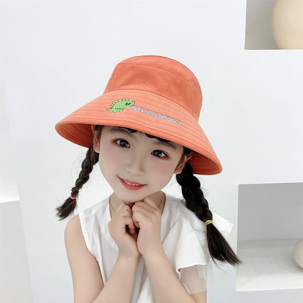 

children's cartoon girl's travel protection cap cute female summer hat dinosaur sun, Yellow