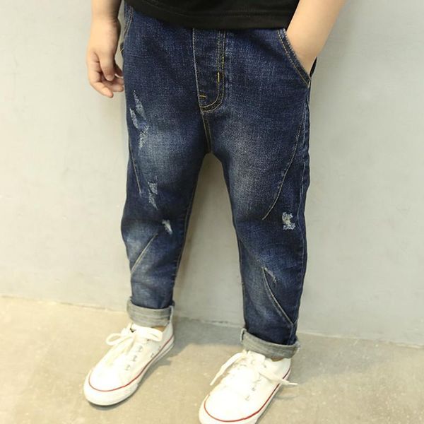 

trousers yourseason casual fashion children jeans spring fall hole denim pants for teenage school boys kids cotton clothes, Blue