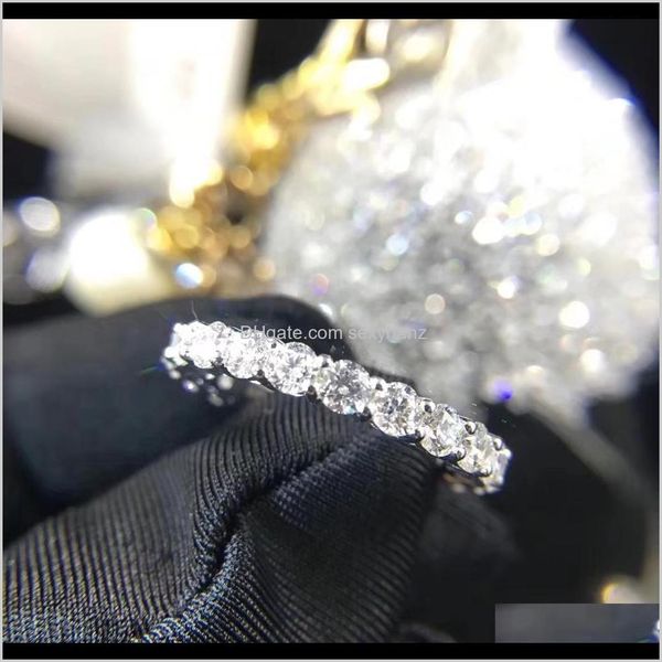Coppia Eternity 4Mm Lab Diamond Ring 925 Sterling Sier Bijou Fidanzamento Wedding Band Rings Per Donna Uomo Fine Party Jewelry Yeoak X05Su