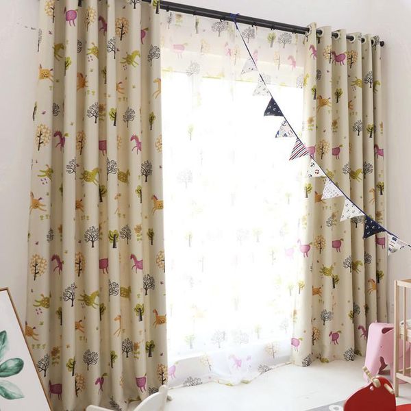 

curtain & drapes customization cartoon curtains for living dining room bedroom printed fabric window screen pony finished children's