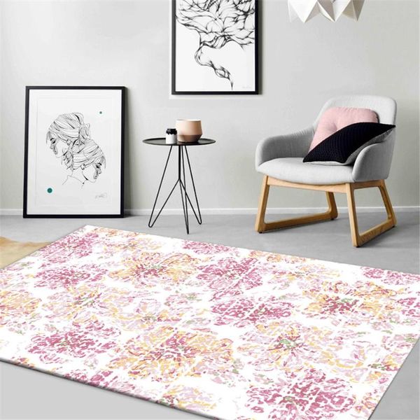 

retro old whiten pink flower nordic carpet for girl room vintage living rug mat home decor bedside bedroom floor carpets