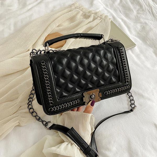 

fashion trend gradient color chains shoulder bag diamond lattice quality pu leather crossbody bags for women 2021 small handbags cross body
