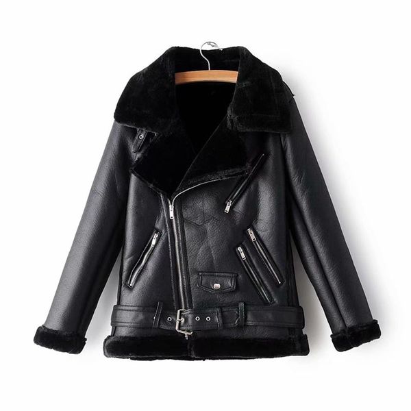 

women's leather & faux women black pu leather-clad cool lady zipper jackets streetwear female sashes suits moto girls chic sets