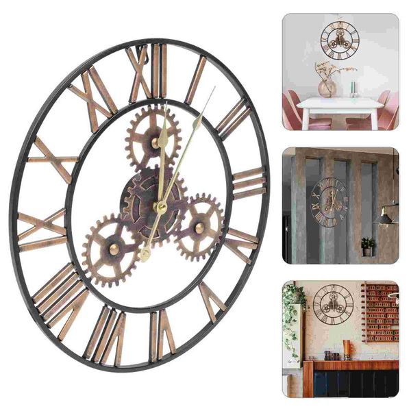 

wall clocks 1pc round clock retro decorative practical iron art pendant