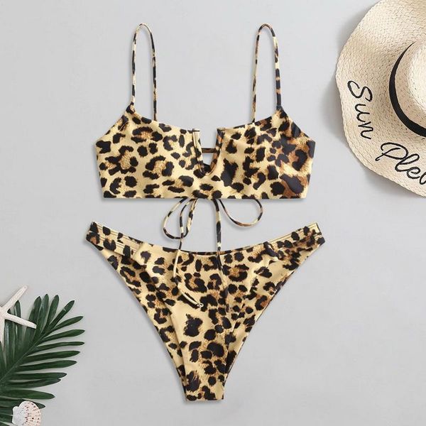

women's swimwear leopard bikini 2021 woman separate swimsuit string 2 pieces swim suit push up swimming bathing tankini, White;black