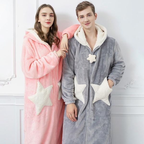 

women's sleepwear cute coral fleece nightwear kimono bathrobe gown women thick warm homewear lovers nightgown home clothes nightdress, Black;red