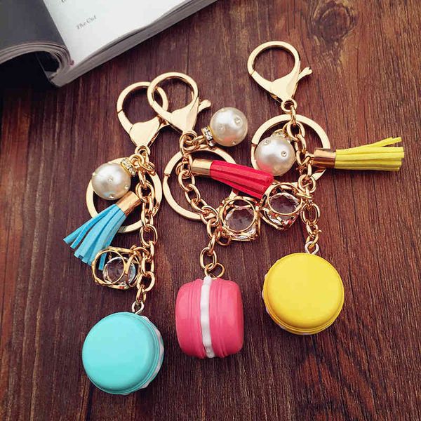 

creative macarone pearl tassel alloy car key ring gift activitiesa1, Silver