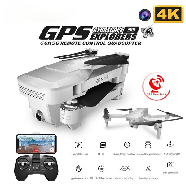 

xs818 zen mini gps drone with wifi fpv 4k hd dual camera optical flow rc quadcopter follow me mini dron vs e520s sg907
