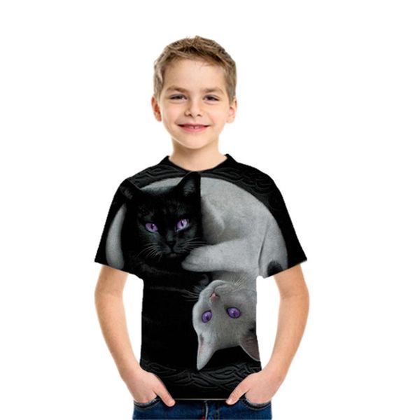 

men's t-shirts children's wear boys summer version of t shirt middle boy children foreign style short sleeves fashionable top, White;black