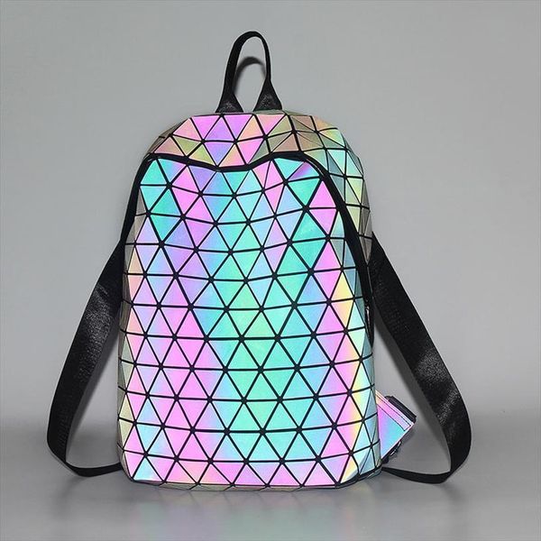 

luminous backpacks women geometric lapbackpack for men shoulder school holographic rucksack female trave bag