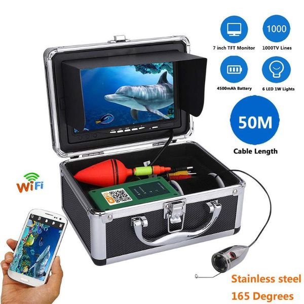

cameras wifi wireless fish finder with 720p 1000tvl underwater fishing video camera 7 inch color monitor mob app viewing