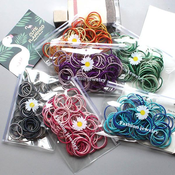 

hair accessories 100pcs girls candy color bands ties ponytail holder elastic rubber band gum headwear korean kids ornaments, Slivery;white