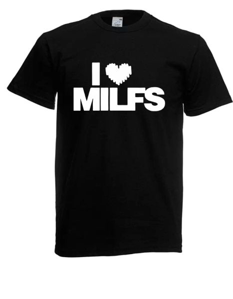 

mens t-shirt  i love milfs  size up to 5xl, White;black